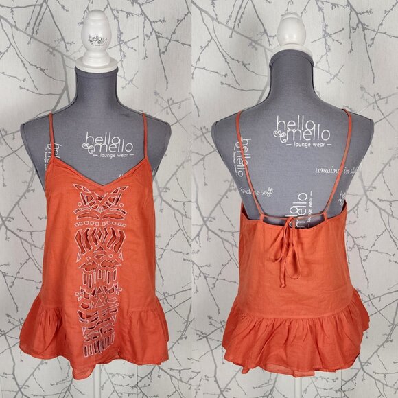 Lilka Orange Artsy Cutout Strappy Peplum Tank - Picture 1 of 3